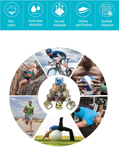 4.8m Camouflage Elastic Bandage Wrap Tape Hunt Disguise Self Adhesive Sports Protector Knee Finger Ankle Athletic Bands - Zen Fit Plus