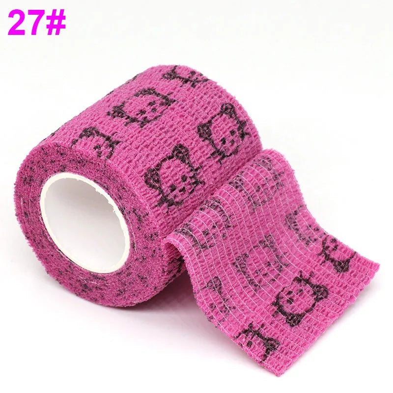 Colorful Printed Self Adhesive Elastic Bandage Wrap Tape 4.8m Sports Protector Bands for Finger Ankle Palm Joint Pet Zen fit plus