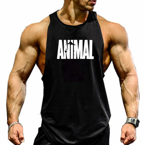 Men's Cotton Sleeveless shirt animal Bodybuilding Workout Tank Tops Muscle Fitness Shirts Male Gym Skull Beast Stringer Vest Zen fit plus
