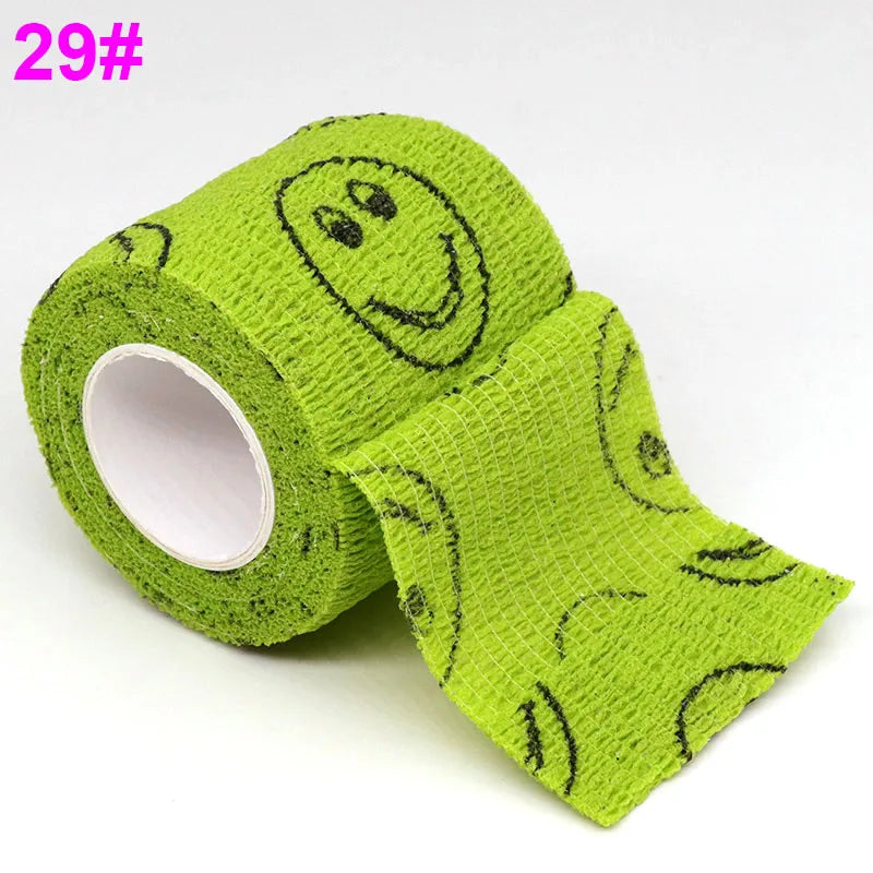 Colorful Printed Self Adhesive Elastic Bandage Wrap Tape 4.8m Sports Protector Bands for Finger Ankle Palm Joint Pet Zen fit plus