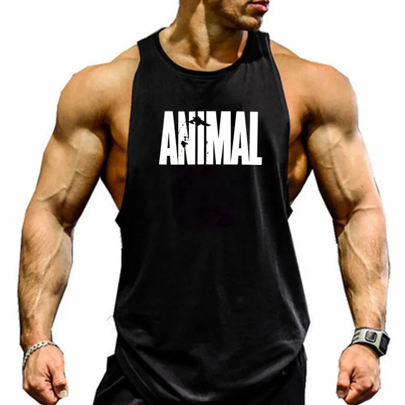 Men's Cotton Sleeveless shirt animal Bodybuilding Workout Tank Tops Muscle Fitness Shirts Male Gym Skull Beast Stringer Vest Zen fit plus