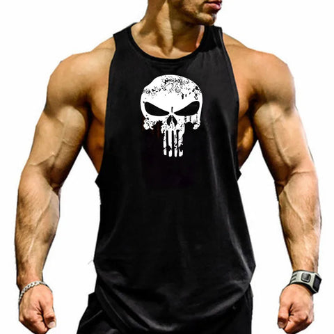 Men's Cotton Sleeveless shirt animal Bodybuilding Workout Tank Tops Muscle Fitness Shirts Male Gym Skull Beast Stringer Vest Zen fit plus