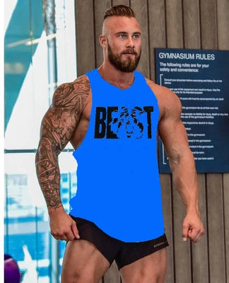 Men's Cotton Sleeveless shirt animal Bodybuilding Workout Tank Tops Muscle Fitness Shirts Male Gym Skull Beast Stringer Vest Zen fit plus