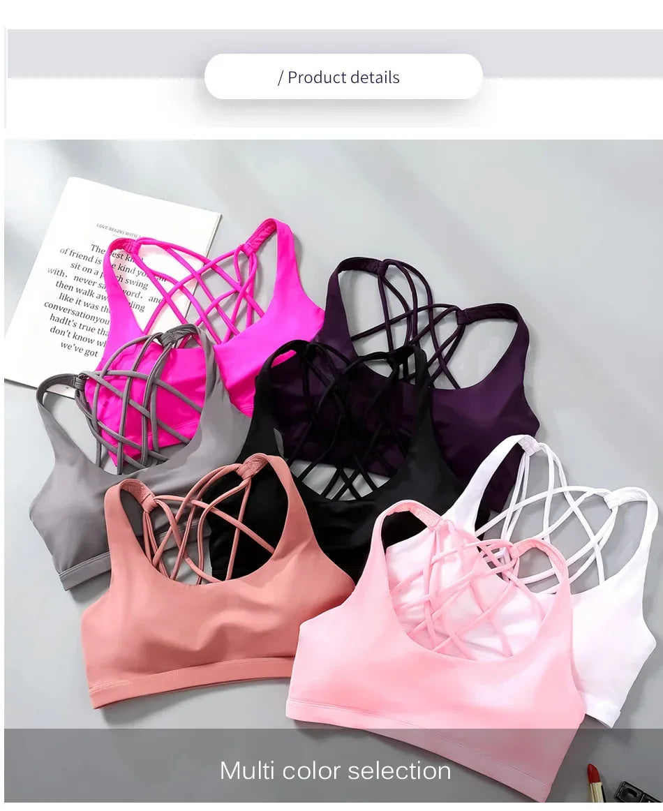 Fitness Sports Bra for Women Push Up Wirefree Padded Crisscross Strappy Running Gym Training Workout Yoga Underwear Crop Tops - Zen Fit Plus