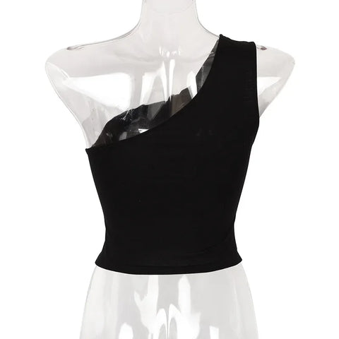 Women Sports Tank Tops Sexy Crop Tops Vest Casual Female One Shoulder Summer Outfits Tops Fitness Elastic - Zen Fit Plus