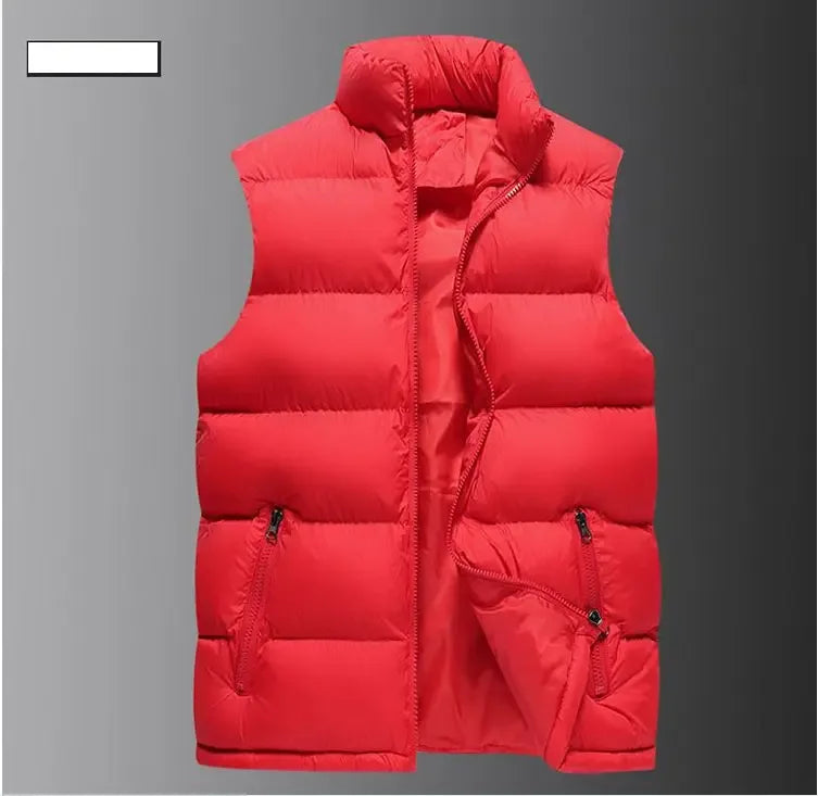 Mens Vest Jacket Warm Sleeveless Jackets Winter Waterproof Zipper Coat Autumn Stand-up Collar Casual Waistcoat Brand Clothing - Zen Fit Plus