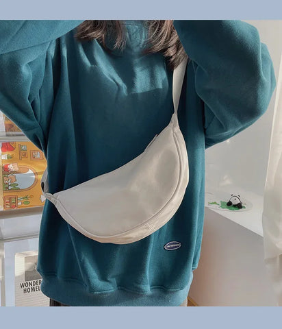 Solid Color Chest Bag For Women Large Capacity Travel Crossbody Female Half Moon Belt Bag Ladies Daily Street Fanny Packs 2024 - Zen Fit Plus