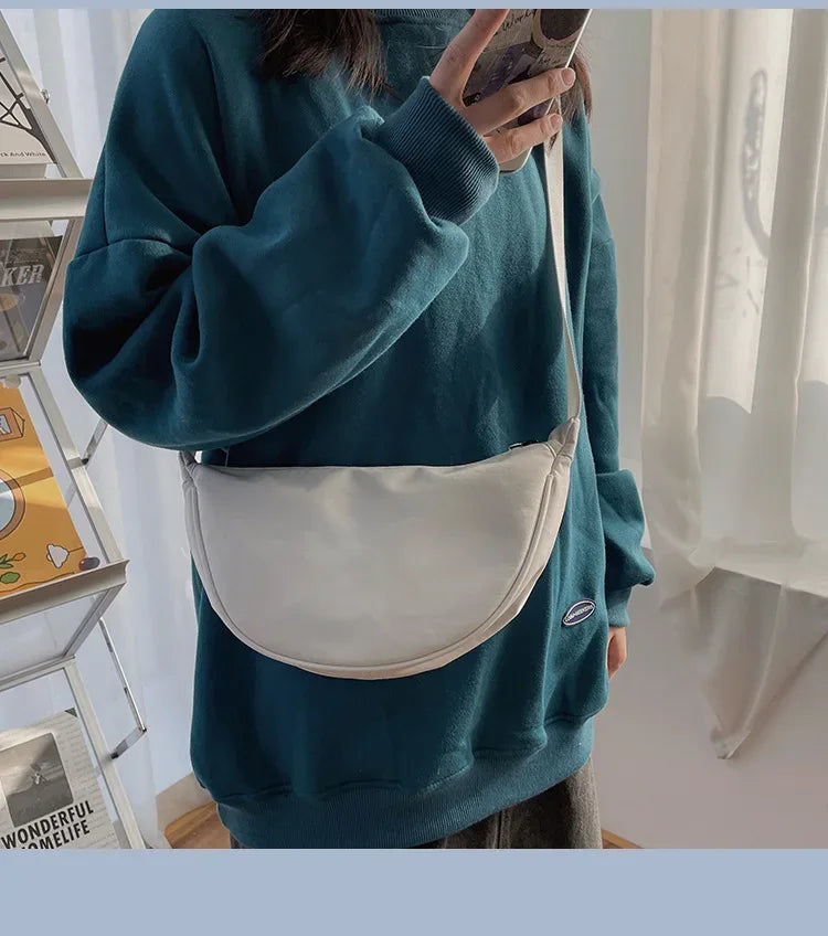 Solid Color Chest Bag For Women Large Capacity Travel Crossbody Female Half Moon Belt Bag Ladies Daily Street Fanny Packs 2024 - Zen Fit Plus