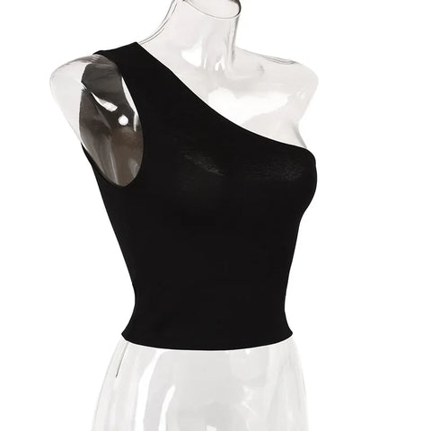 Women Sports Tank Tops Sexy Crop Tops Vest Casual Female One Shoulder Summer Outfits Tops Fitness Elastic - Zen Fit Plus