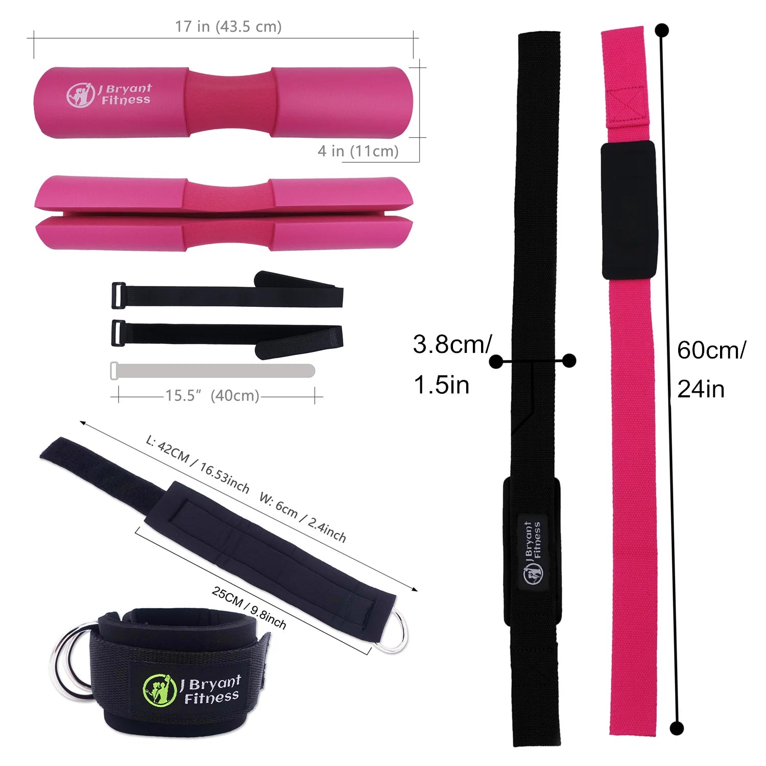Barbell Pad Set with Carry Bag Weightlifting Wrist Wrap and Gym Ankle Straps for Lunges Hip Thrusts Powerlifting Deadlift Zen fit plus