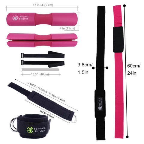 Barbell Pad Set with Carry Bag Weightlifting Wrist Wrap and Gym Ankle Straps for Lunges Hip Thrusts Powerlifting Deadlift Zen fit plus