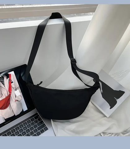 Solid Color Chest Bag For Women Large Capacity Travel Crossbody Female Half Moon Belt Bag Ladies Daily Street Fanny Packs 2024 - Zen Fit Plus