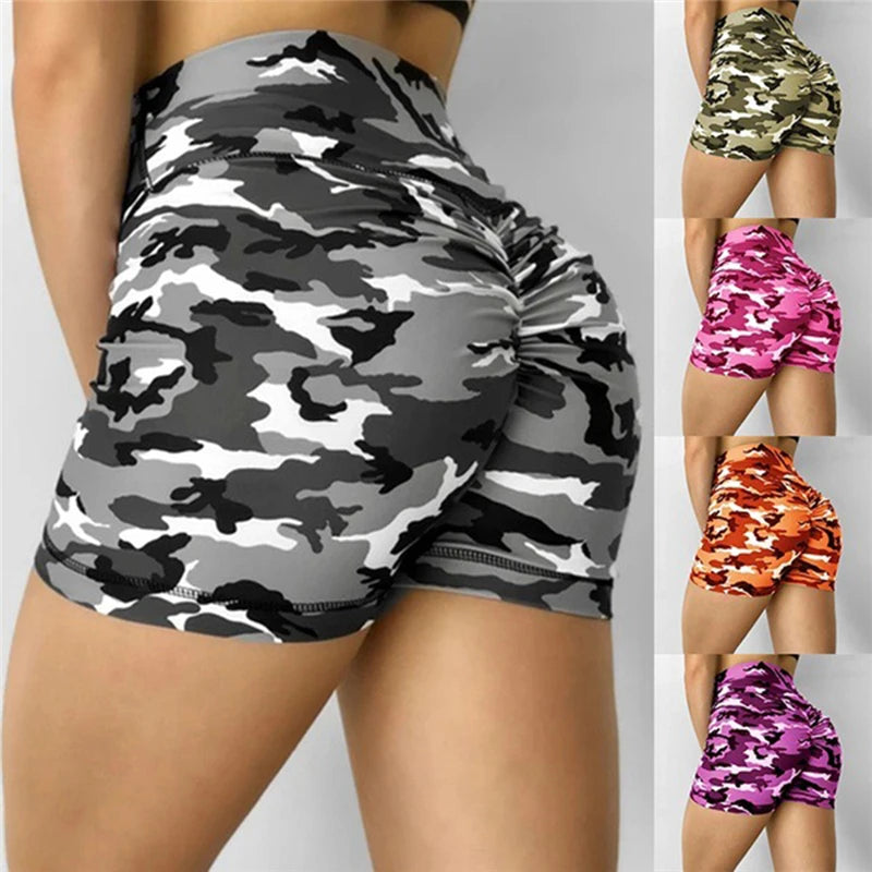 Women Short Ladies Summer Casual Camouflage Push Up Fitness Skinny Shorts Running Gym Stretch Sports Short Pants 2021 New Zen fit plus