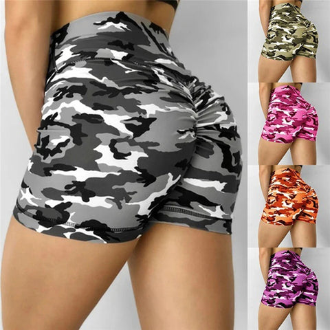 Women Short Ladies Summer Casual Camouflage Push Up Fitness Skinny Shorts Running Gym Stretch Sports Short Pants 2021 New Zen fit plus