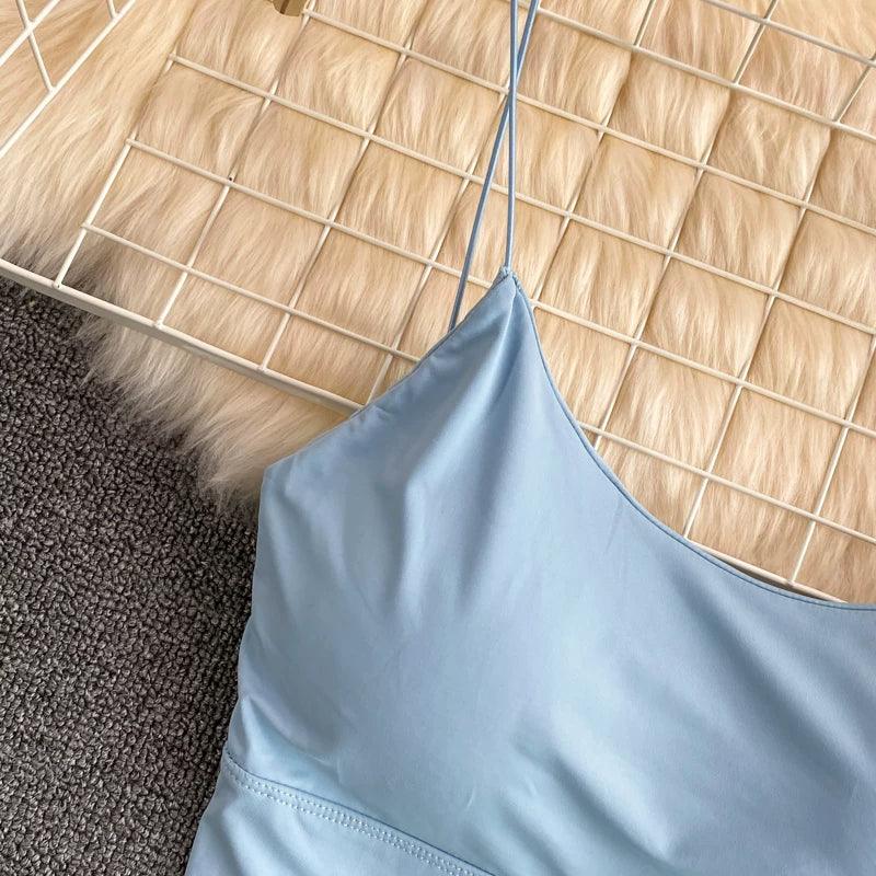 Women Crop Tops Sexy Solid Color Camisole Ice Silk Tube Top Seamless Sports Tank Top Wireless Underwear Padded Bra Bralette Vest - Zen Fit Plus