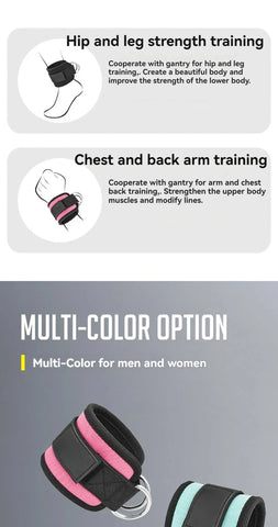 Adjustable Padded Ankle Wrist Cuffs Padded Straps D-Ring Glute Kickback for Cable Machine, Ideal for Glutes Exercises - Zen Fit Plus