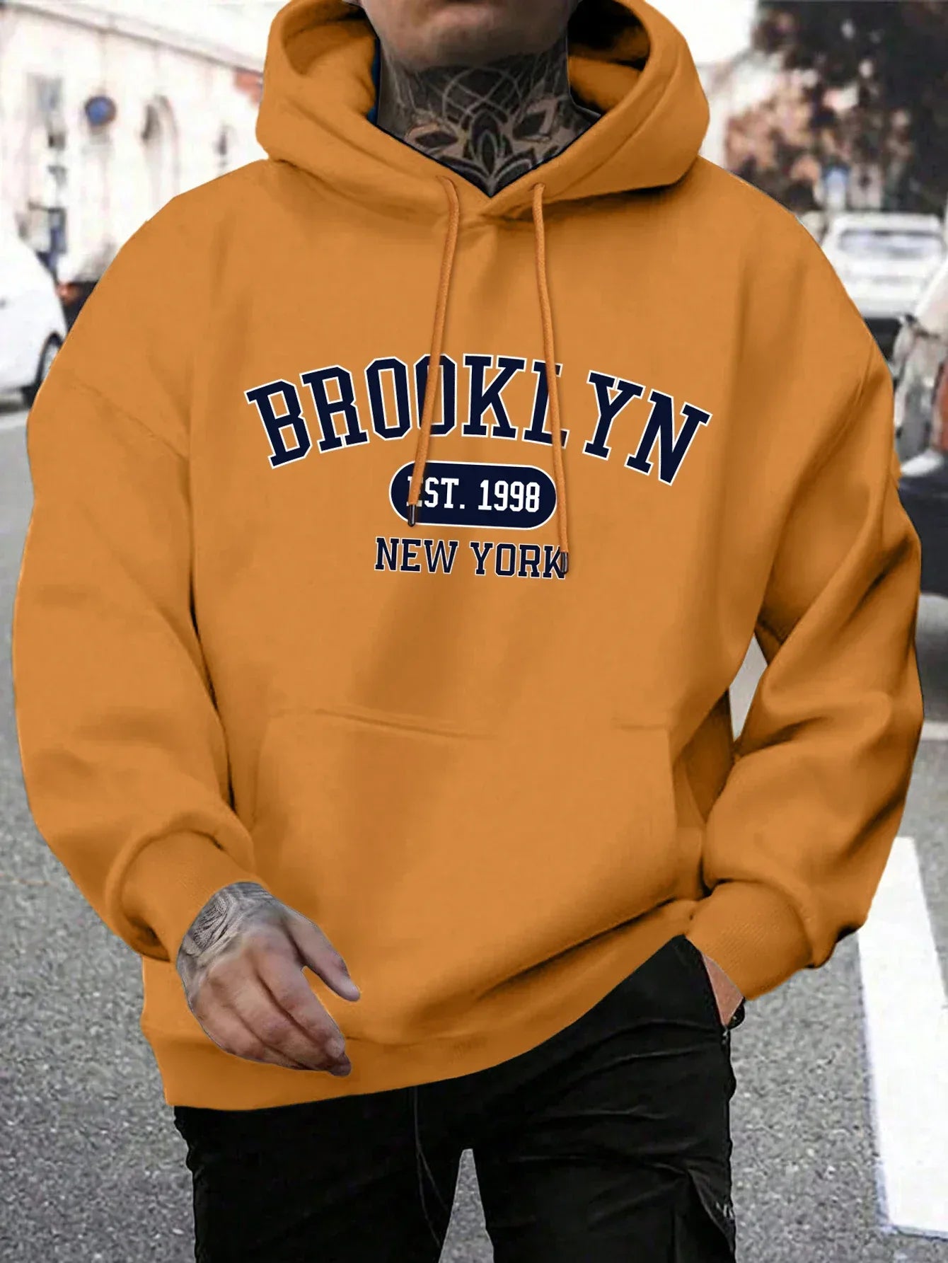 Brooklyn Est 1998 New York Printing Men Hoodies Harajuku Crewneck Hoodie Fashion Oversize Hoody Autumn Comfortable Tracksuit - Zen Fit Plus