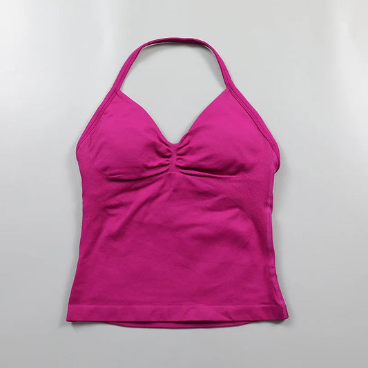 Impact Longline Strappy Top Women Seamless Yoga Tank Tops Ruched Backless Gym Clothes Workout Sleeveless Shirts With Buit In Bra Zen fit plus