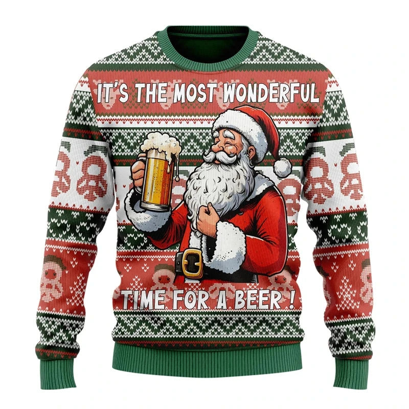 Fashion Beer Ugly Christmas Sweater For Women Clothes Hip Hop Bar Party Men Sweatshirts Casual Male Pullovers Beers Tracksuit Zen Fit Plus