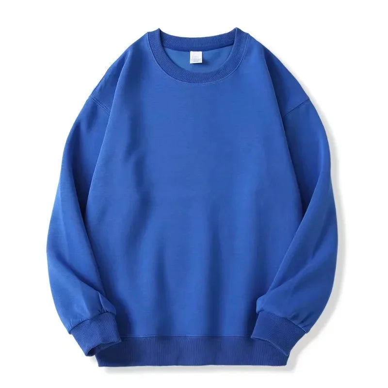 Thickened Fleece Cotton Hoodie Unisex Oversized round Neck Solid Color Couple's Sweatshirt Versatile Autumn Winter New Arrival Zen Fit Plus
