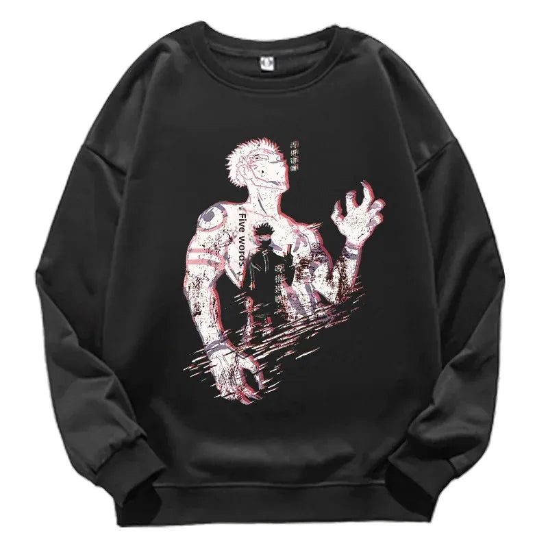 Jujutsu Kaisen Anime round Neck Long Sleeve Sweatshirt Unisex Cotton Printed T-Shirt Virtual Two-Dimensional Cultural Apparel Zen Fit Plus