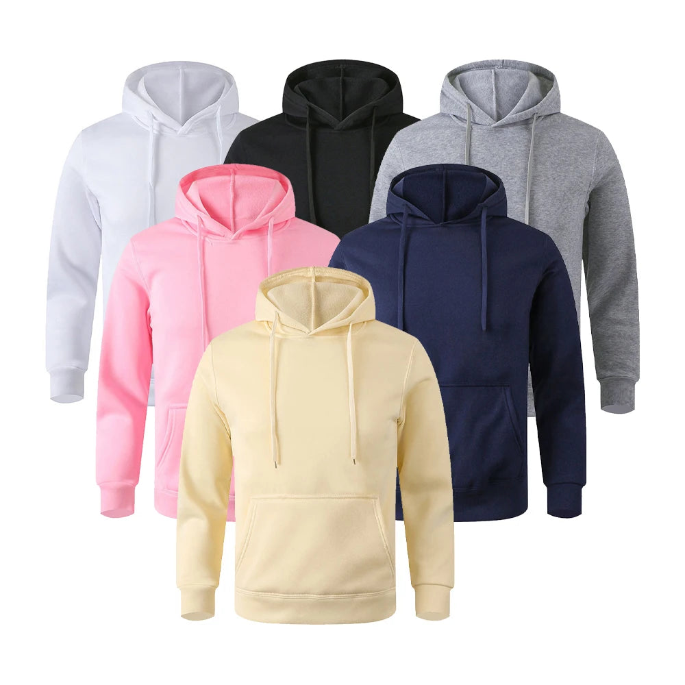 Men's and Women's Warm Sweatshirt Casual Solid Color Streetwear Pullovers Sport Fitness Pocket Hoodies Multi Color Zen fit plus