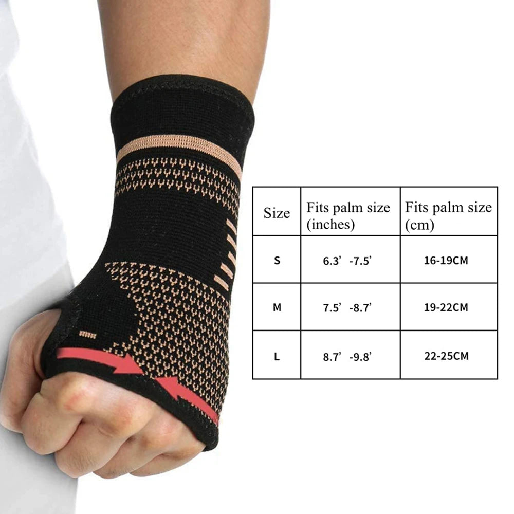 1PCS Copper Compression Gloves Sports Wrist Guard Arthritis Gloves Elastic Palm Brace Sleeve Fitness Wrist Support Wristband Zen Fit Plus