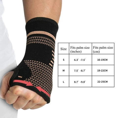 1PCS Copper Compression Gloves Sports Wrist Guard Arthritis Gloves Elastic Palm Brace Sleeve Fitness Wrist Support Wristband Zen Fit Plus
