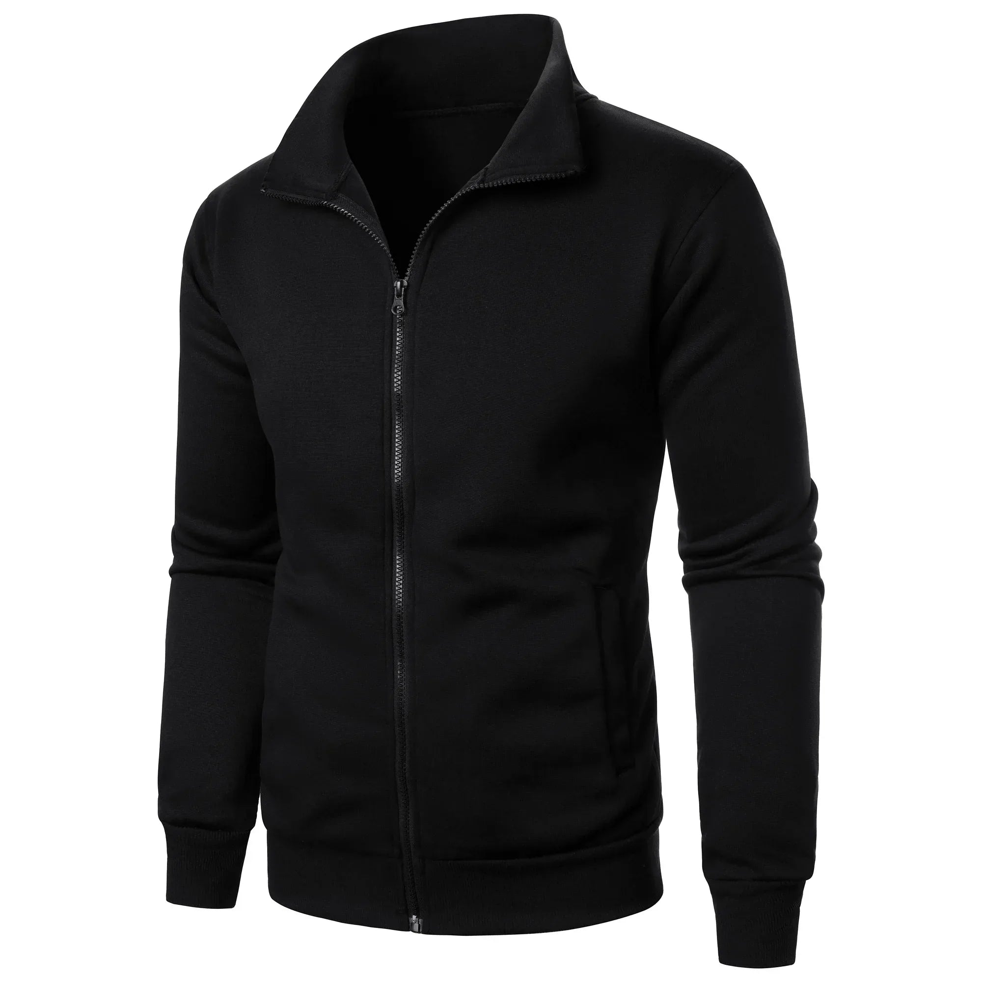 Men's casual sports zipper stand up collar jacket, men's solid color top - Zen Fit Plus