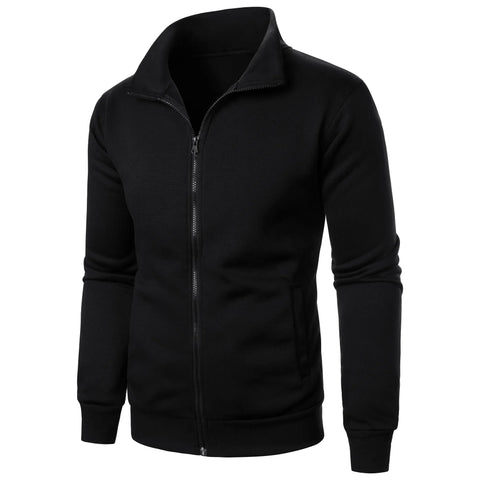 Men's casual sports zipper stand up collar jacket, men's solid color top - Zen Fit Plus