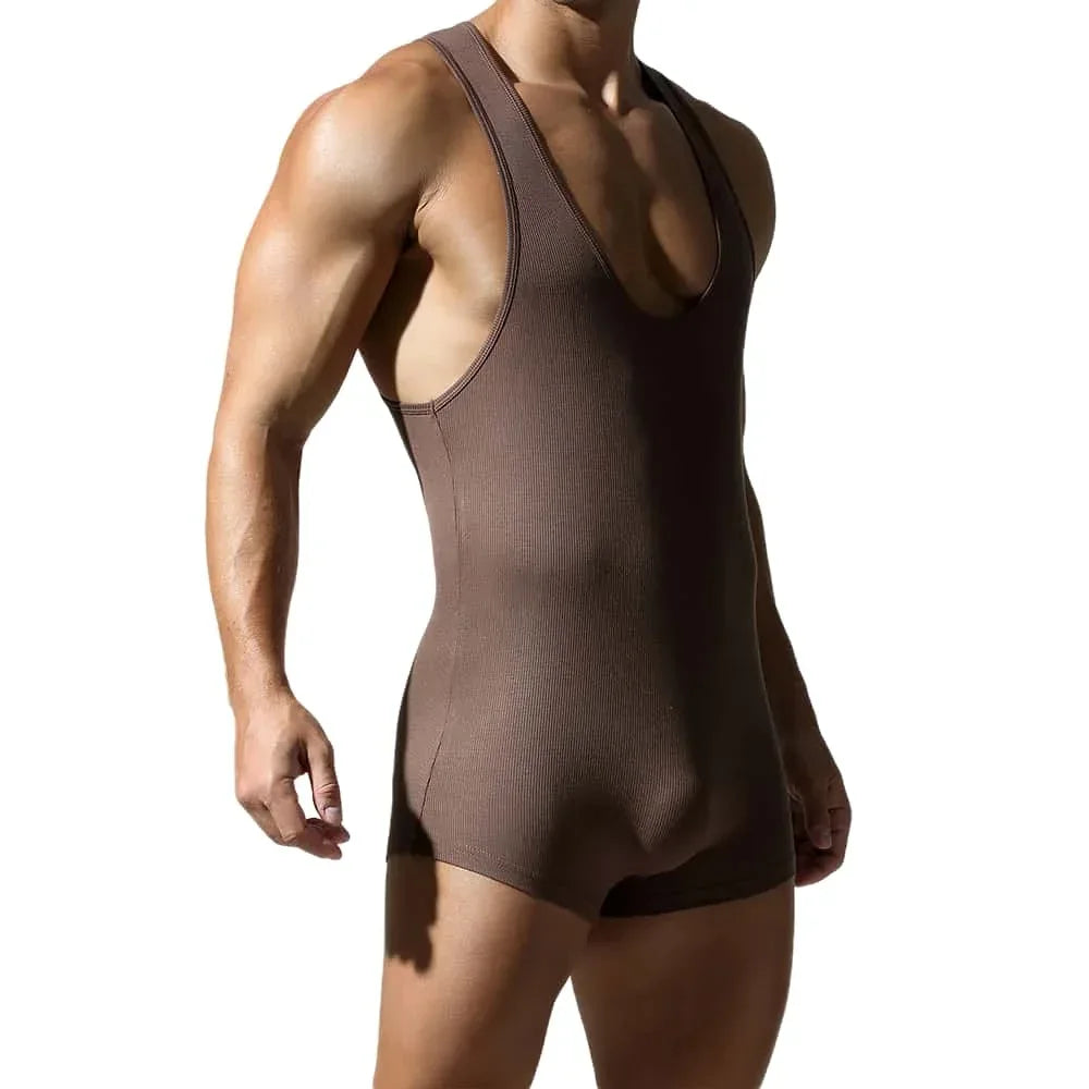 TAUWELL Men Undershirts Bodysuit Bodybuilding Fitness Jumpsuit Tank Tops Shorts Men Bodywear Wrestling Singlet Onesie Vest - Zen Fit Plus