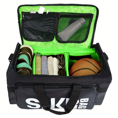 Multifunctional Sports Handbag Lightweight Large Zipper Gym Bag Letter Pattern Oxford Basketball Training Bag Zen fit plus