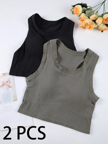 1/2 PCS Back Sports Bra Women Sleeveless Vest Beautiful Slim Tube Top Underwear With Bra Pads Undershirt Elastic Korean Crop Top Zen fit plus