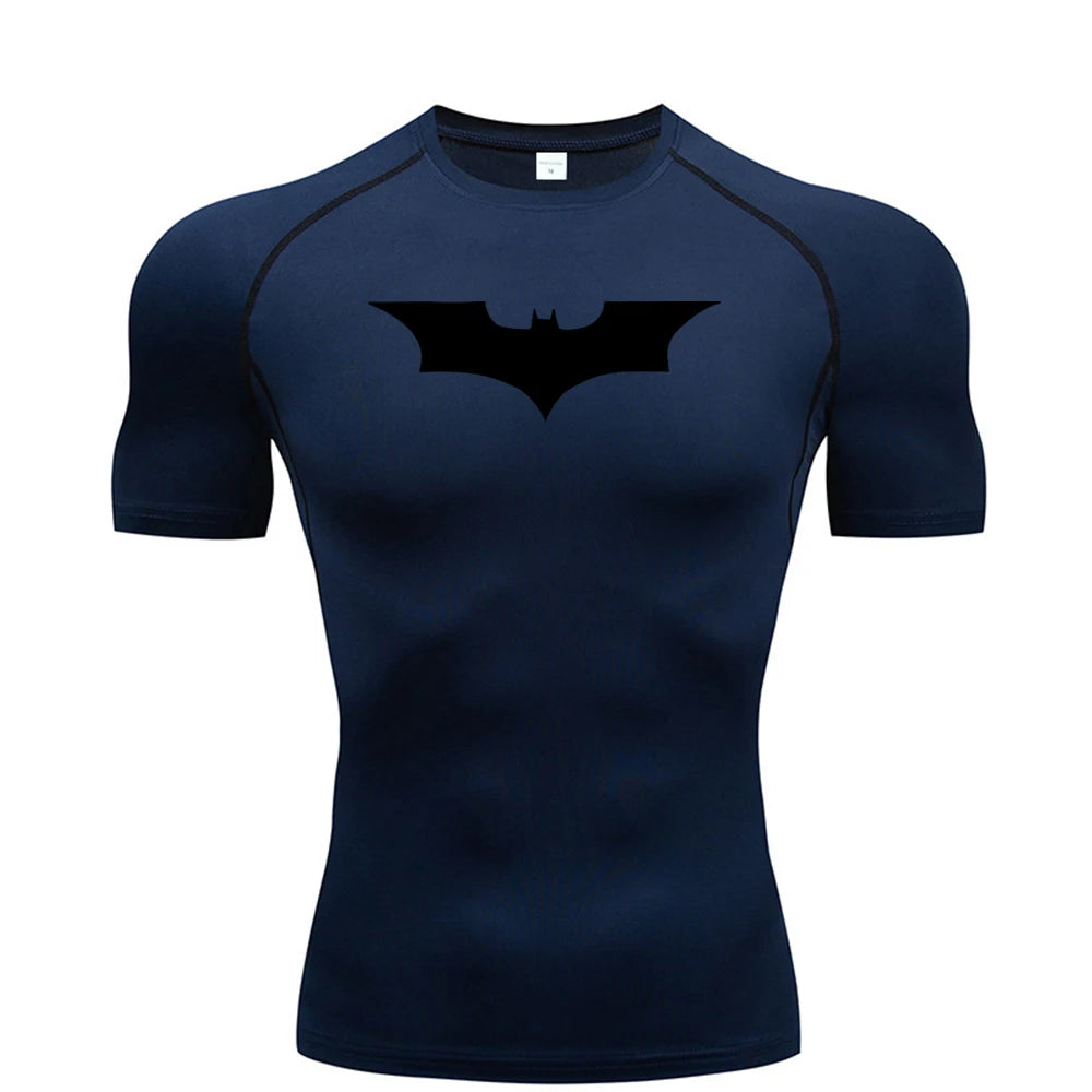 Bat Printed Men's Tight T-Shirt Running Compression Compression T Shirt Gym Fitness Jogging Short Sleeve Male Casual Shirt Tops Zen fit plus