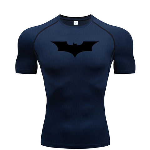 Bat Printed Men's Tight T-Shirt Running Compression Compression T Shirt Gym Fitness Jogging Short Sleeve Male Casual Shirt Tops Zen fit plus