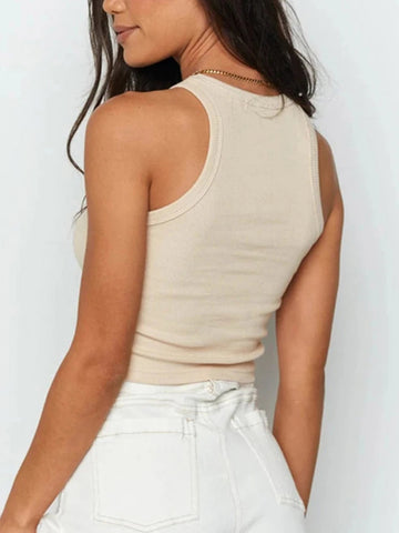 Ribbed Tank Top Women White 2024 Summer Casual Fitness Short Vest Candy Colors Knitted Off Shoulder Sexy Crop Top Women Zen fit plus