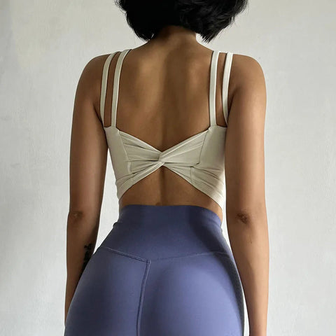 Women's Sports Bras Fitness Top, Sexy Lingerie, Push Up Fixed Pad, Yoga Bra, Back knotted Underwear, Running Vest, Gym Tops Zen Fit Plus