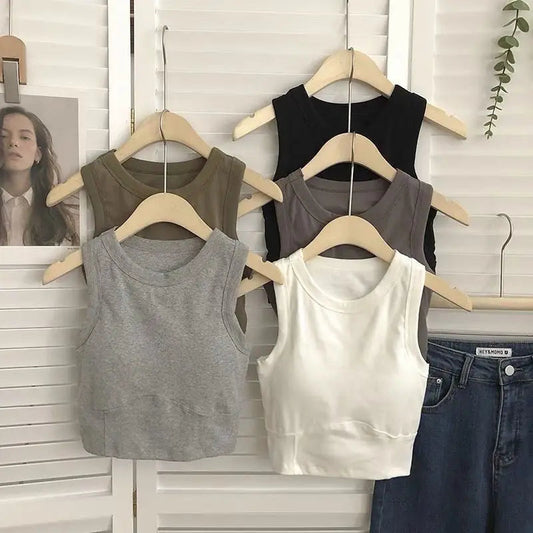 1/2 PCS Back Sports Bra Women Sleeveless Vest Beautiful Slim Tube Top Underwear With Bra Pads Undershirt Elastic Korean Crop Top Zen fit plus