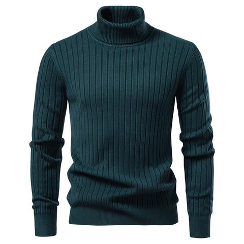 AIOPESON Men's Turtleneck Sweater Solid Color with Striped Pullover Warm Knitwear Winter Basic Casual High Quality Sweater Male Zen Fit Plus