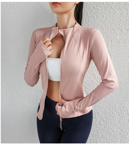 Women Yoga jacket Gym Wear zipper long sleeve fitness woman Jackets Coat - Zen Fit Plus