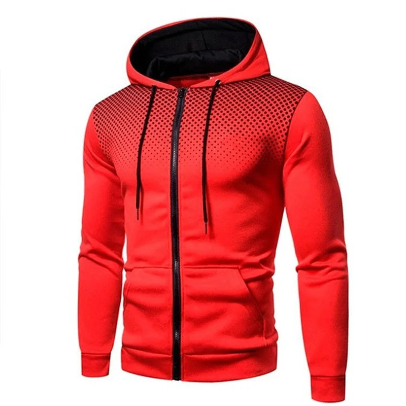 Men's Hoodie Zipper Pocket Polka Pot Print Hoodie Sweatshirt Sport Outdoor Casual Everyday Hoodie Slim Fit Sweatshirt Zen fit plus