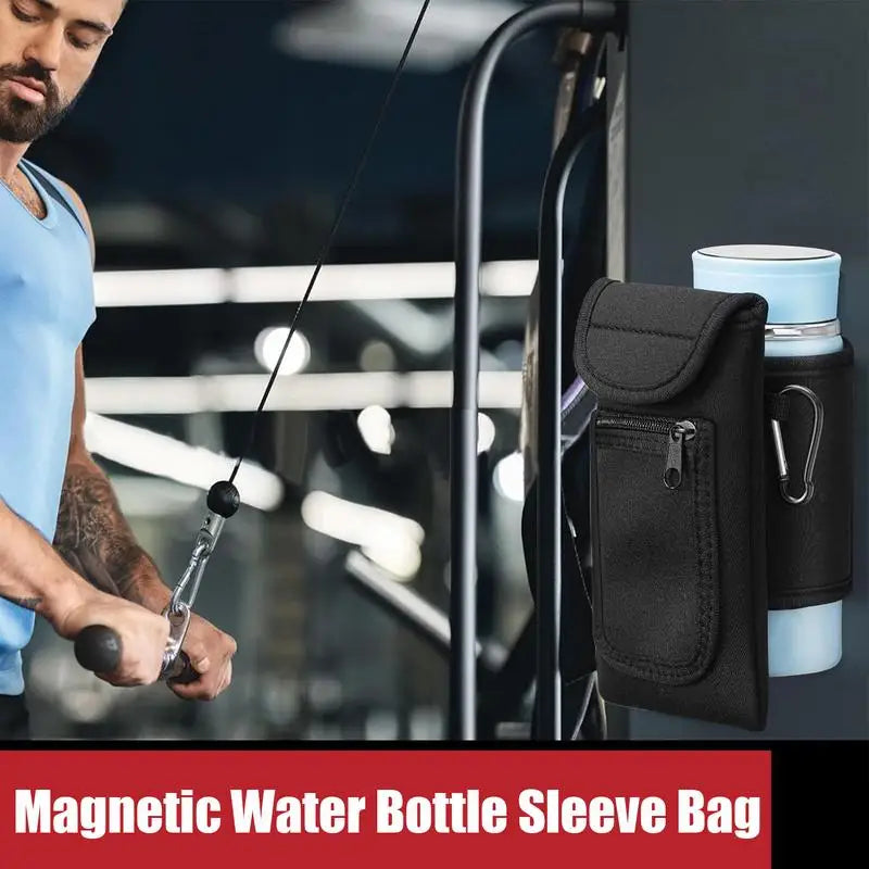 Magnetic Water Bottle Bag Portable Gym Bottle Pouch with Phone Holder Connect fitness equipment Essential fitness accessories Zen fit plus