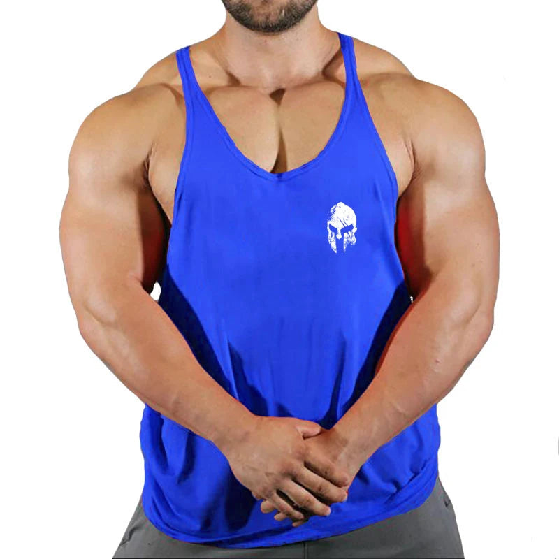 Men's solid color fitness trend print pattern loose thin belt vest breathable and comfortable sleeveless basketball vest Zen fit plus
