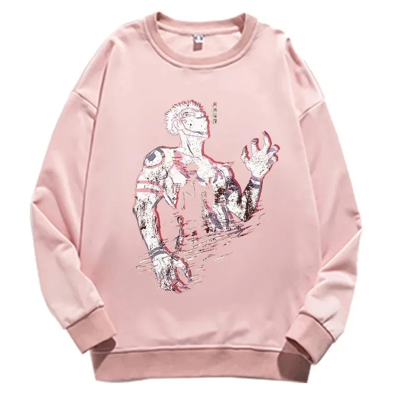 Jujutsu Kaisen Anime round Neck Long Sleeve Sweatshirt Unisex Cotton Printed T-Shirt Virtual Two-Dimensional Cultural Apparel Zen Fit Plus