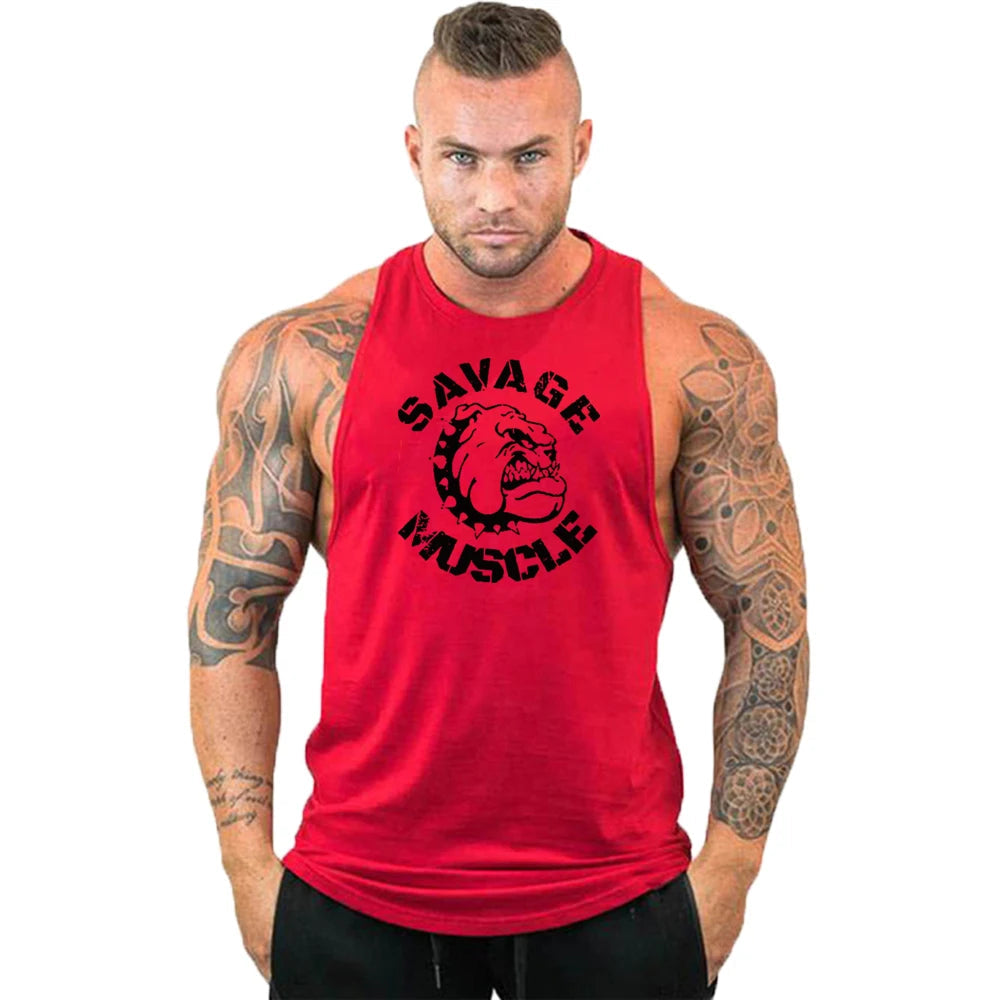 Men's Cotton Sleeveless shirt animal Bodybuilding Workout Tank Tops Muscle Fitness Shirts Male Gym Skull Beast Stringer Vest Zen fit plus