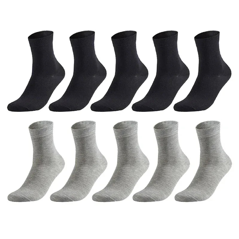 10 Pairs Men's Cotton Socks New Style Black Business Men Socks Soft Breathable Summer Winter for Male Socks Plus Size 38-47 - Zen Fit Plus