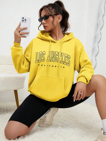 Los Angeles Art Letter Design Women Hoodies American Style Casual Hoody Autumn Hip Hop Female Hoodie Casual Fleece Clothing - Zen Fit Plus