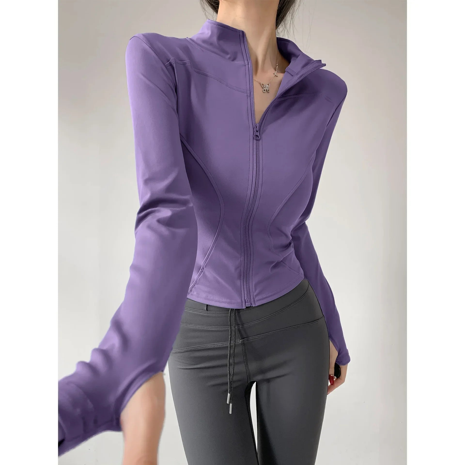 2024 Sun Protection Quick Dry Sports Coat Women's Tight Tops Long Sleeve Zipper Yoga Jacket Running Fitness Women's Jacket S-3XL Zen fit plus