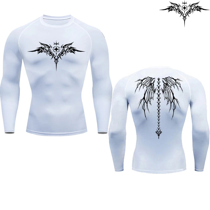 Casual Anime Print Running Compression T-Shirt Men's Quick-Drying Fitness Sportswear Gym Sports Long Sleeve Breathable Top S-3XL Zen fit plus