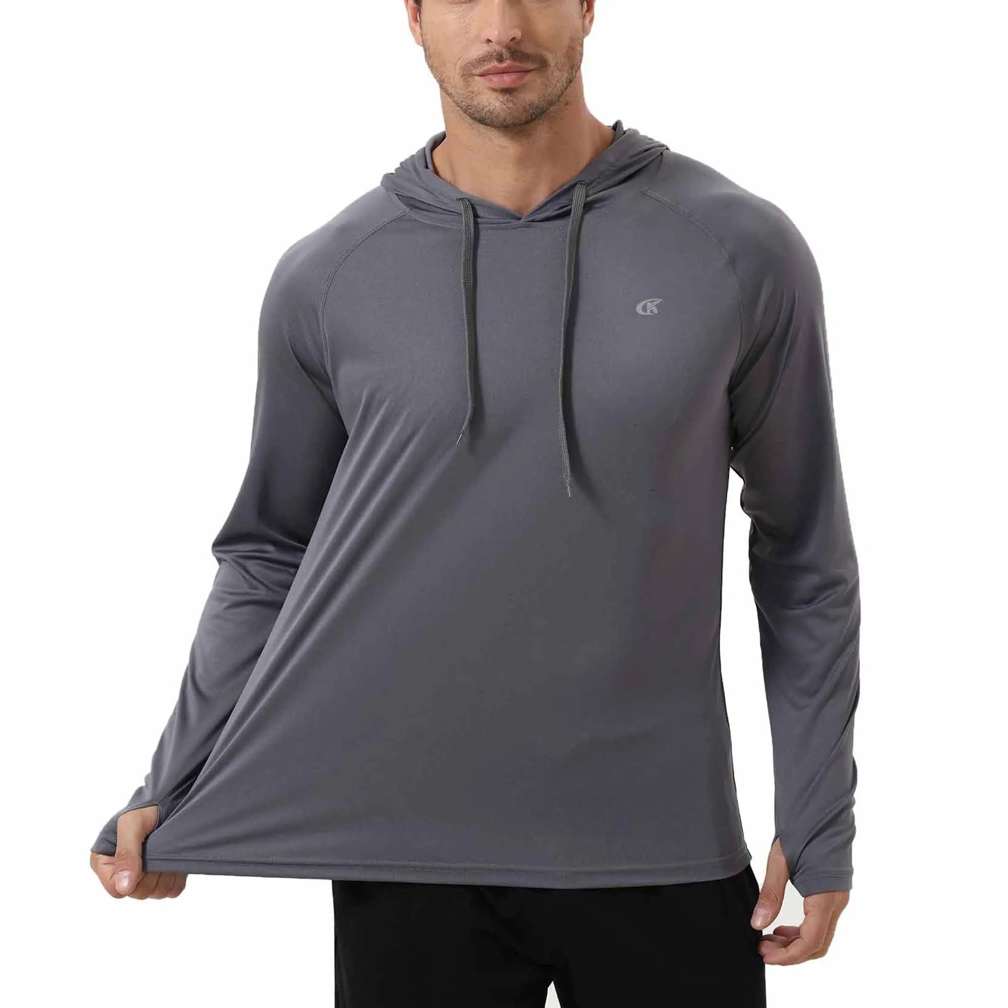 Summer Men's Long Sleeve UPF 50+ Hoodie Shirts, Rash Guard Quick Dry Lightweight T-shirt for Outdoor Jogger Sport Pullover Zen fit plus